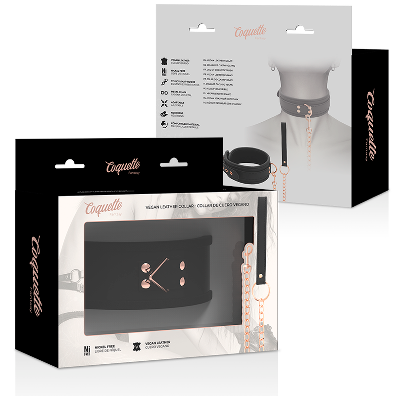 COQUETTE CHIC DESIRE FANTASY – Sklaven-Halsband mit Leine, veganes Leder
