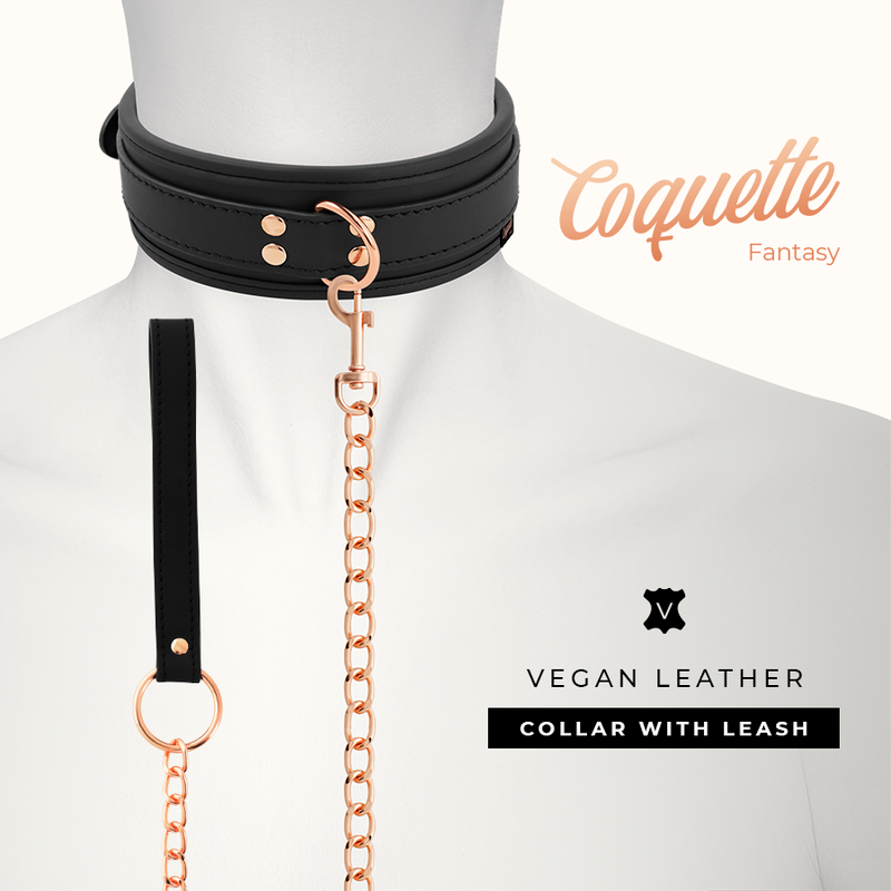 COQUETTE CHIC DESIRE FANTASY – Sklaven-Halsband mit Leine, veganes Leder