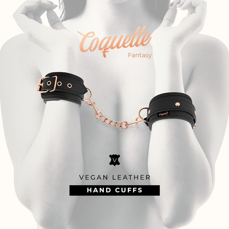 COQUETTE CHIC DESIRE FANTASY – Handschellen aus veganem Leder mit Neoprenfutter