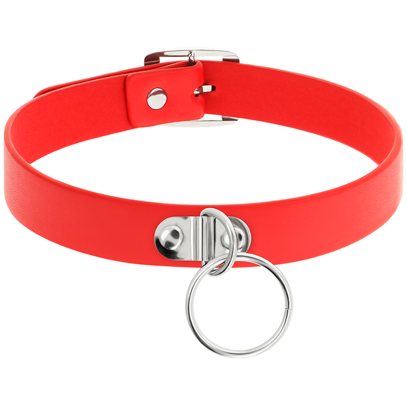COQUETTE CHIC DESIRE – Red vegan leather necklace woman fetish accessory