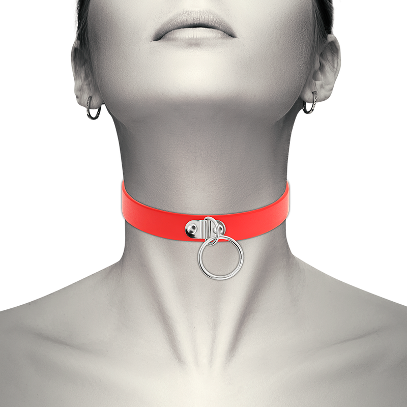 COQUETTE CHIC DESIRE – Red vegan leather necklace woman fetish accessory