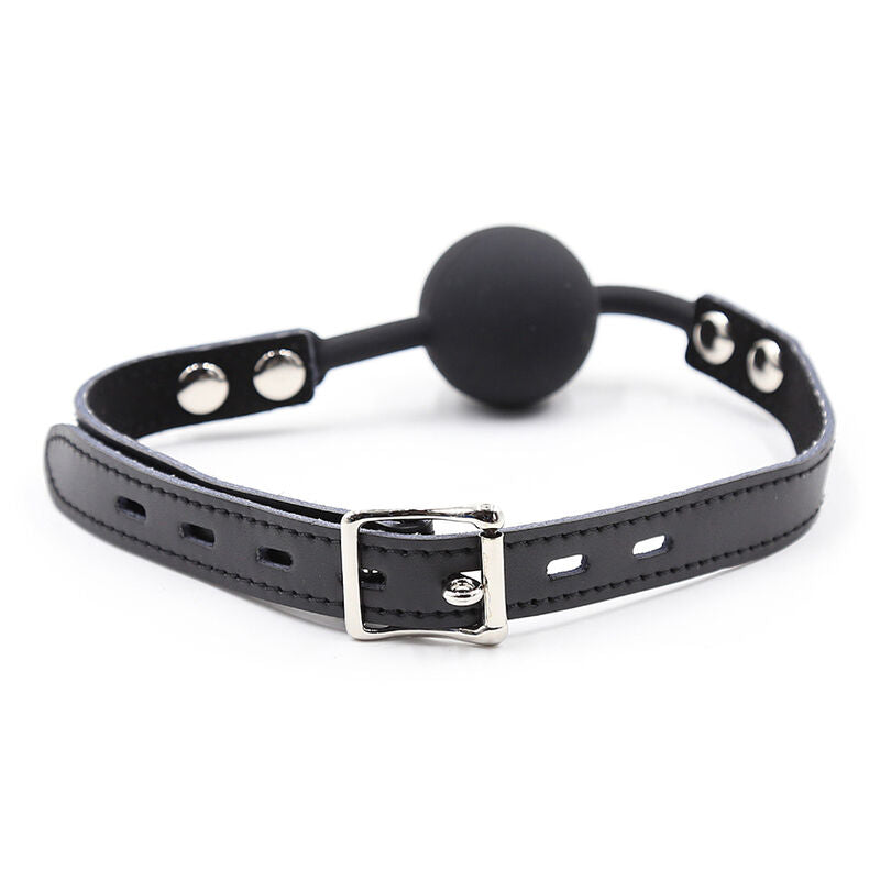OHMAMA Fetish – Silikon-Ballgag mit Ledergürtel und Vorhängeschloss