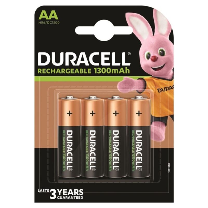 DURACELL – Wiederaufladbare Batterie HR6 AA, 1300 mAh, 4 Stück