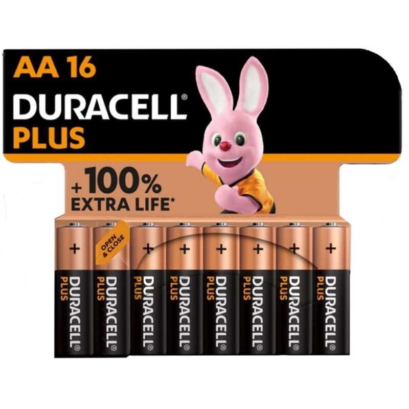 DURACELL – Plus Power 100 Alkaline-Batterie AA LR6, 16 Stück