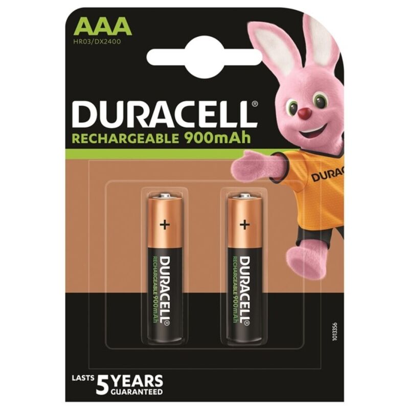 DURACELL – Wiederaufladbare Batterie HR03 AAA, 900 mAh, 2 Stück