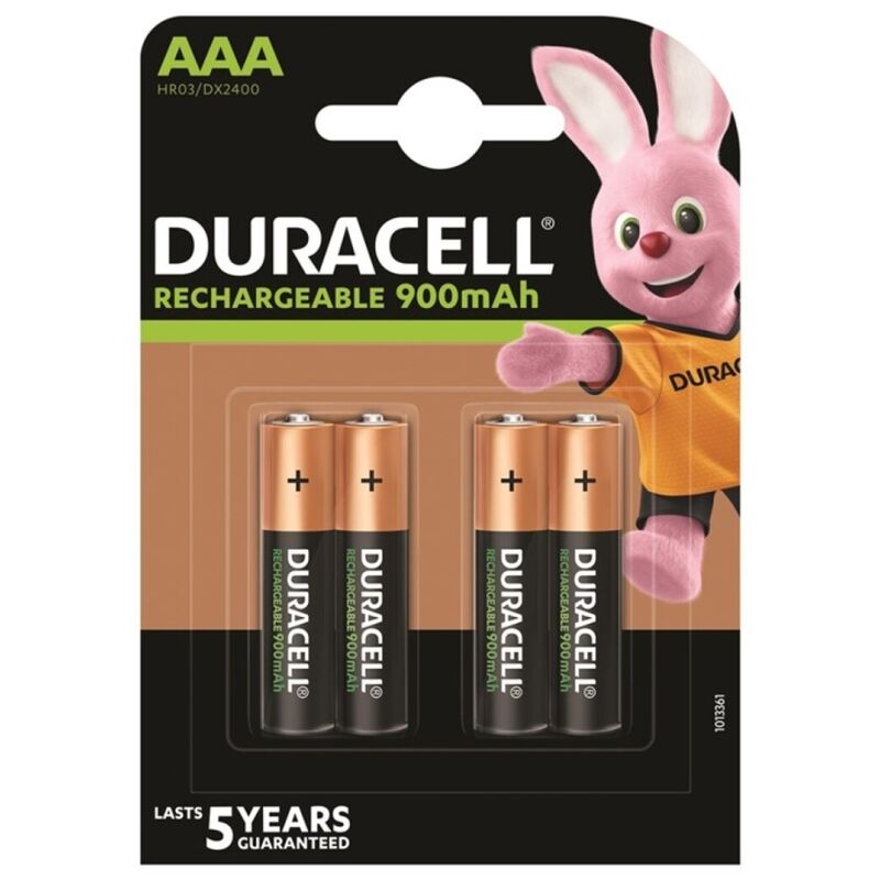 DURACELL – Wiederaufladbare Batterie HR03 AAA, 900 mAh, 4 Stück