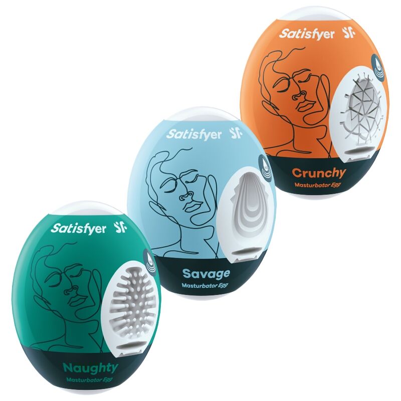 SATISFYER Naughty, Savage & Crunchy – 3er-Set Masturbator-Eier