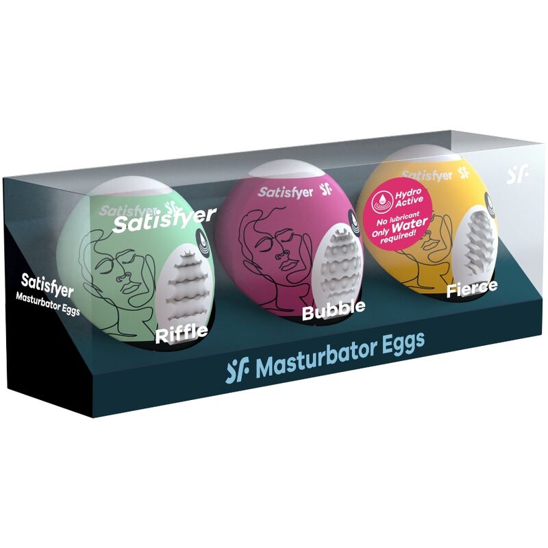 SATISFYER Riffle, Bubble & Fierce – 3er-Set Masturbator-Eier