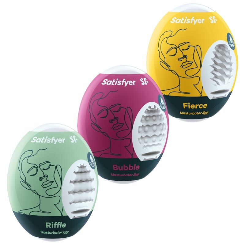 SATISFYER Riffle, Bubble & Fierce – 3er-Set Masturbator-Eier