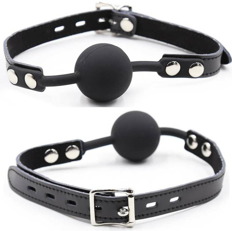 OHMAMA Fetish – Silikon-Ballgag mit Ledergürtel und Vorhängeschloss