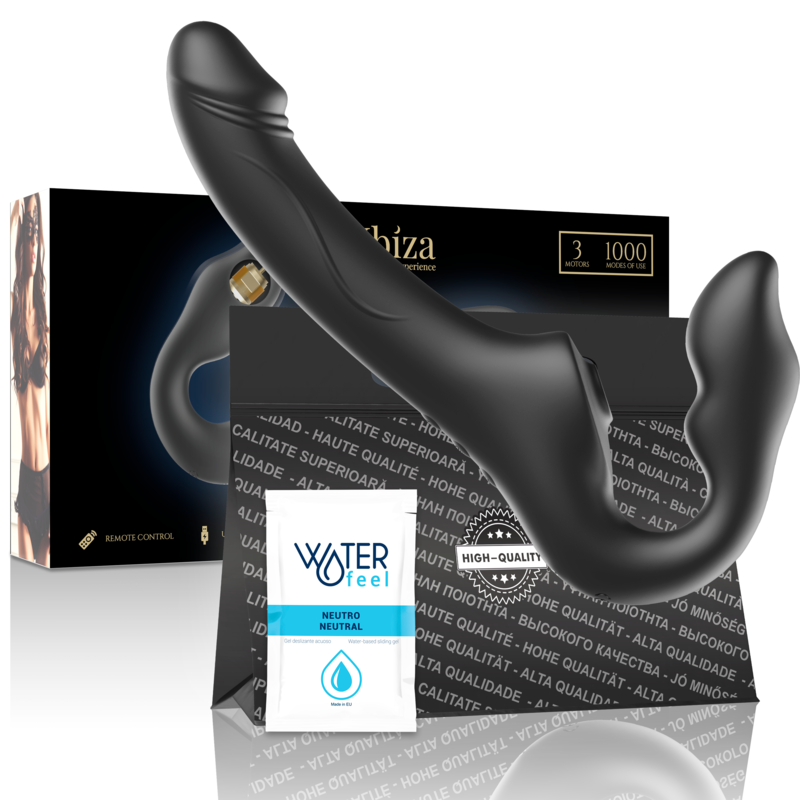Ibiza Strapples – Vibratore senza imbracatura con telecomando, 3 motori