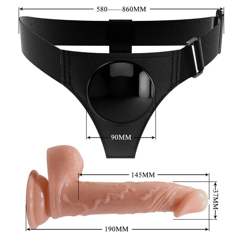 PRETTY LOVE – SLIP HARNAIS HARNAIS UNIVERSEL AVEC GODE KEVIN 19 CM NATUREL
