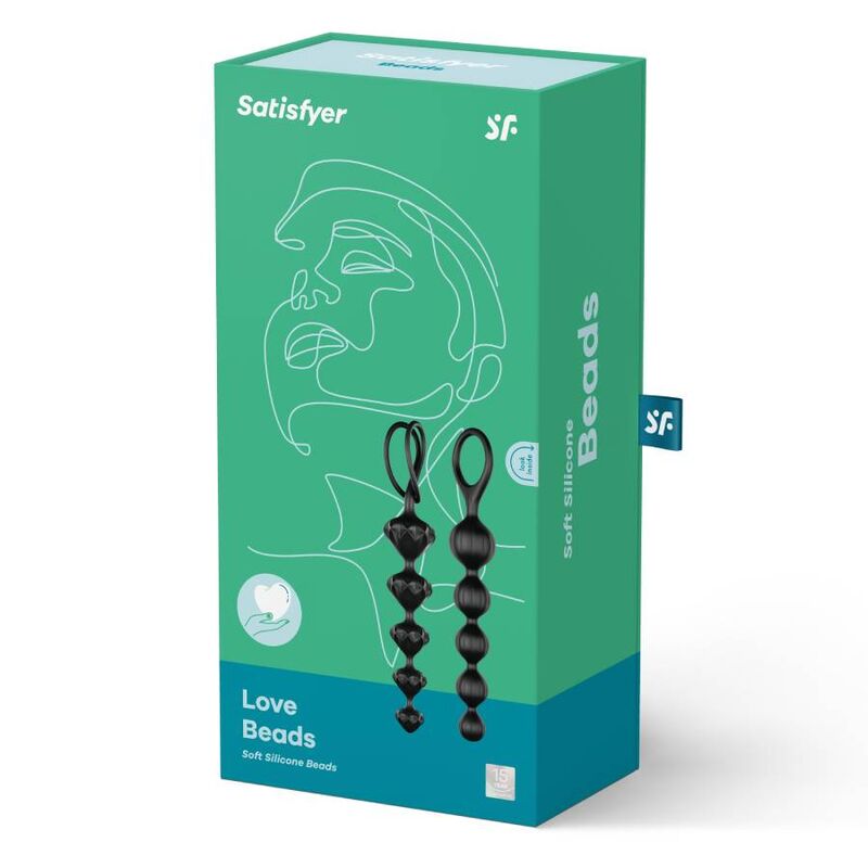SATISFYER Love Beads – Analkugeln-Set, schwarz