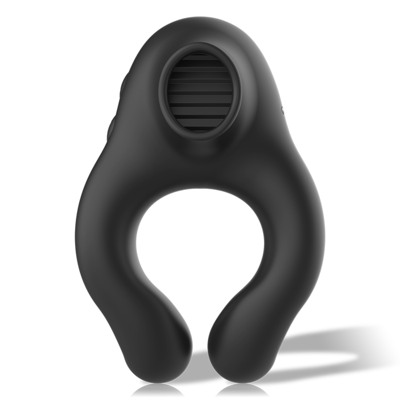 BLACK&SILVER – Vibrationsring aus Silikon mit 3 Motoren, wiederaufladbar, schwarz