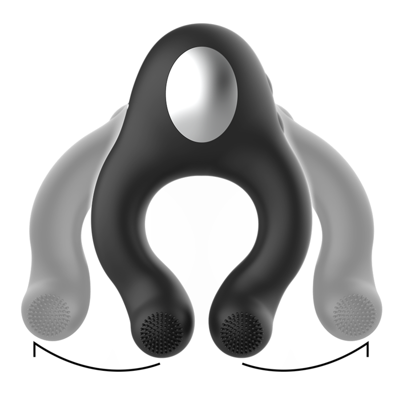 BLACK&SILVER – Vibrationsring aus Silikon mit 3 Motoren, wiederaufladbar, schwarz