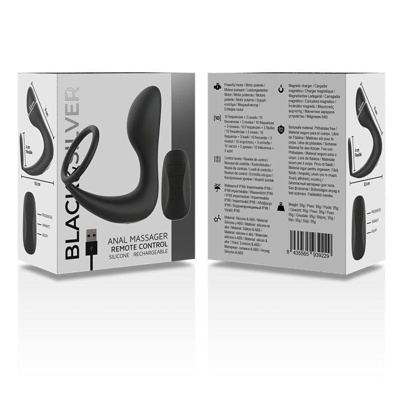BLACK&SILVER – REMOTE CONTROL ANAL MASSAGER RECHARGEABLE SILICONE BLACK