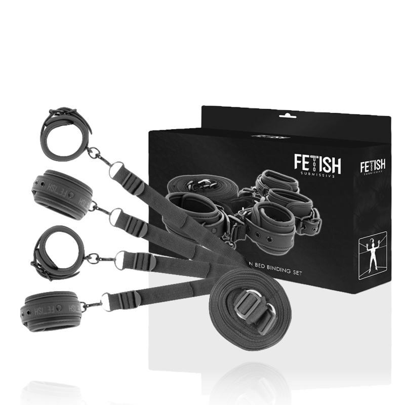 FETISH SUBMISSIVE Bettfessel-Set mit Gurten – mit Neopren-Futter