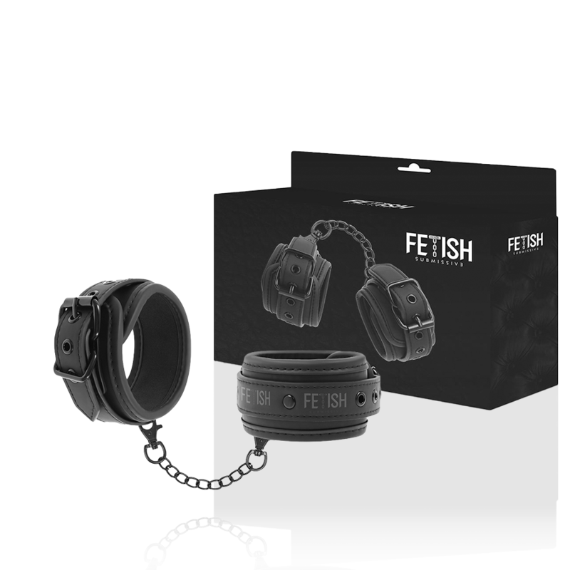 FETISH SUBMISSIVE Handschellen – aus veganem Leder mit Neopren-Futter