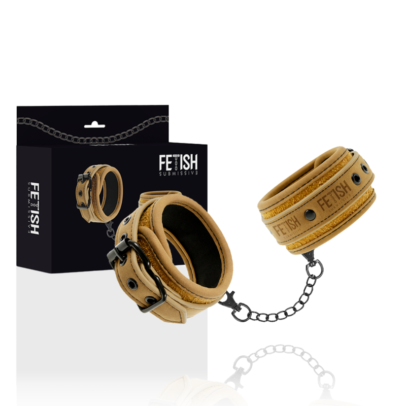 FETISH SUBMISSIVE ORIGIN – Handschellen aus veganem Leder mit Neoprenfutter