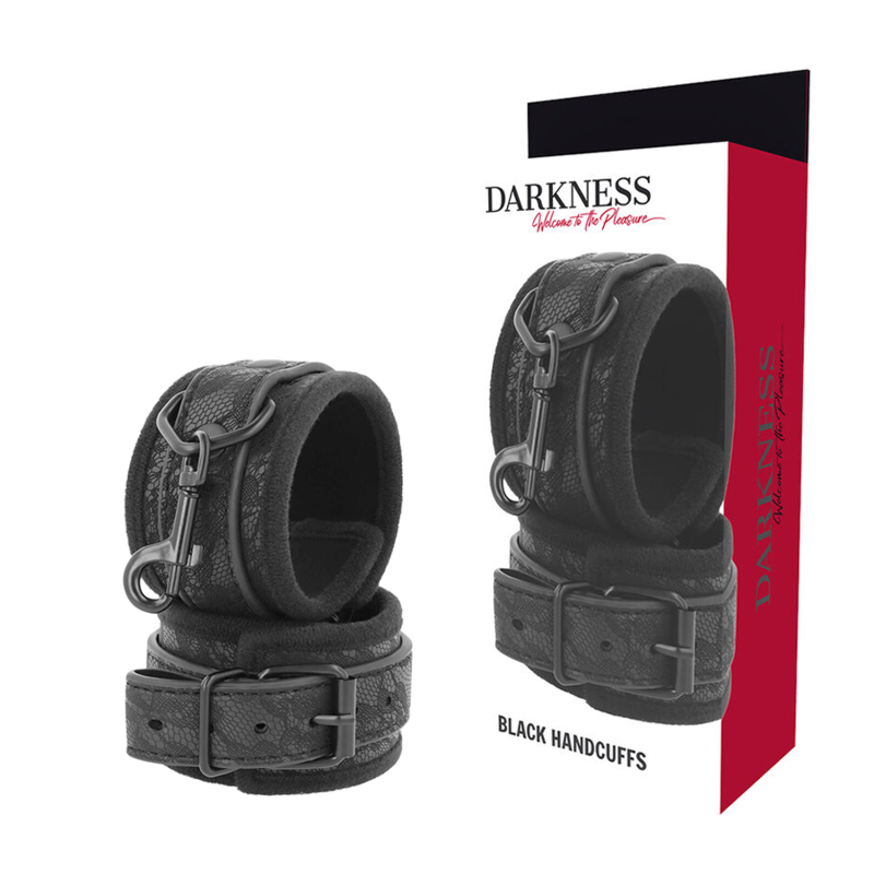 DARKNESS BONDAGE – Luxus-BDSM-Handschellen aus schwarzem Brokat
