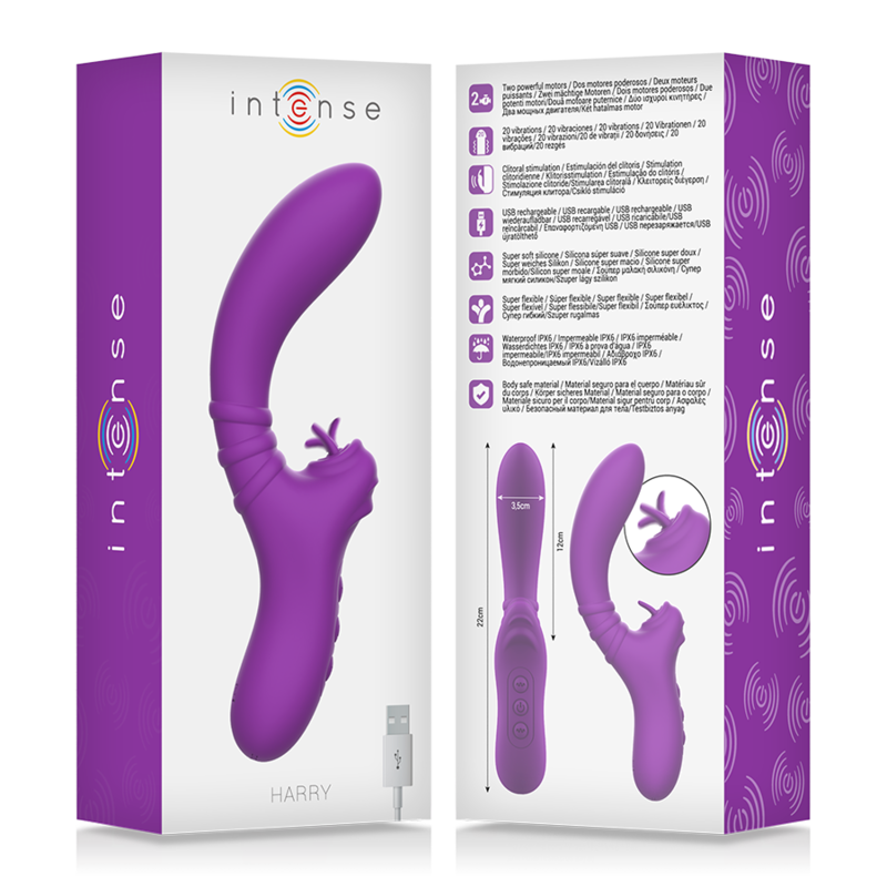 INTENSE – VIBRATEUR FLEXIBLE HARRY AVEC LANGUE VIOLET