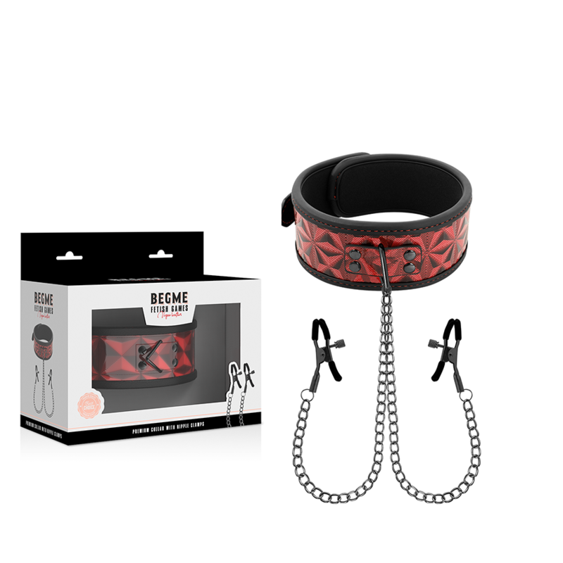 BEGME Red Edition – Halsband mit Nippelklemmen und Neoprenfutter