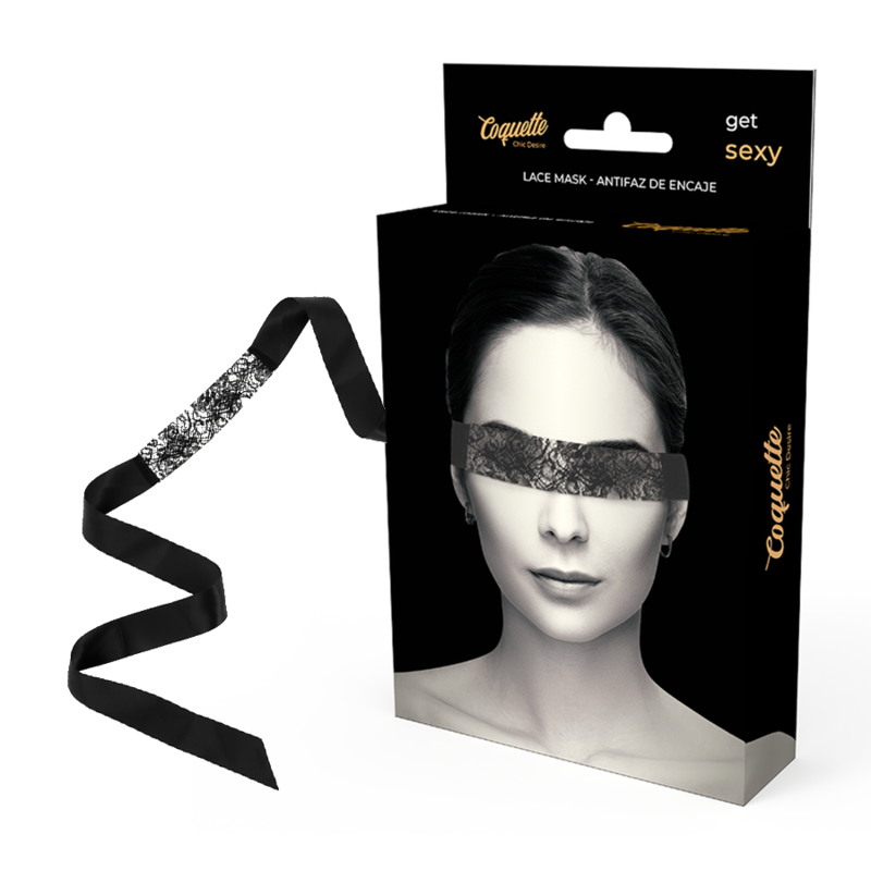 COQUETTE CHIC DESIRE – Spitzen-Augenmaske mit Band, Schwarz