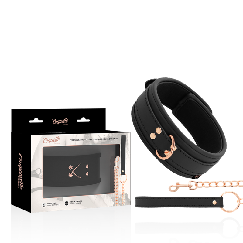 COQUETTE CHIC DESIRE FANTASY – Sklaven-Halsband mit Leine, veganes Leder