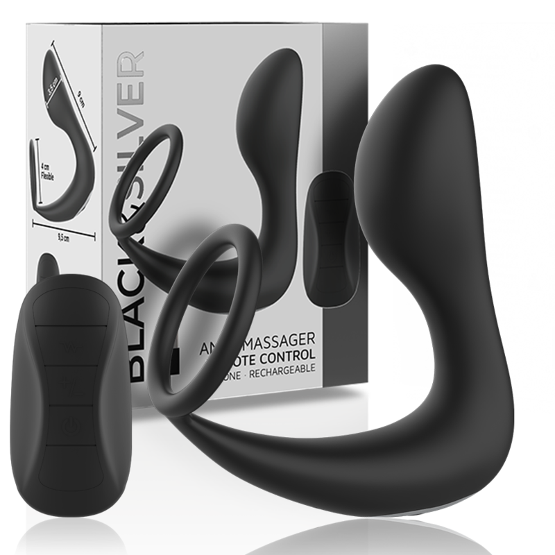 BLACK&SILVER – REMOTE CONTROL ANAL MASSAGER RECHARGEABLE SILICONE BLACK