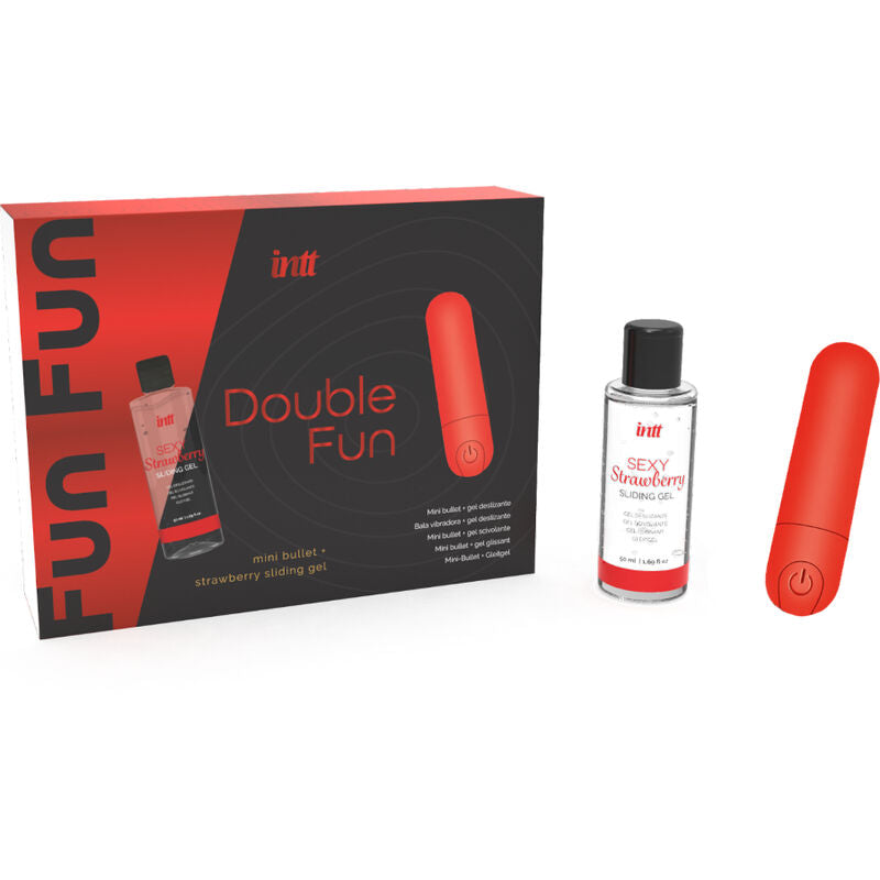 Intt Double Fun – Vibrationskugel-Set mit Erdbeer-Gleitgel