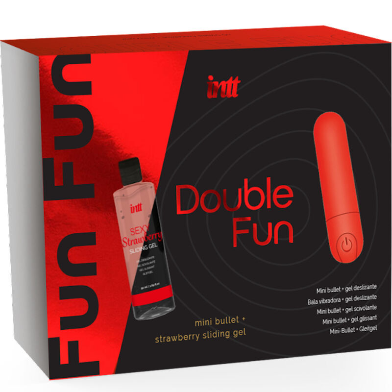 Intt Double Fun – Vibrationskugel-Set mit Erdbeer-Gleitgel