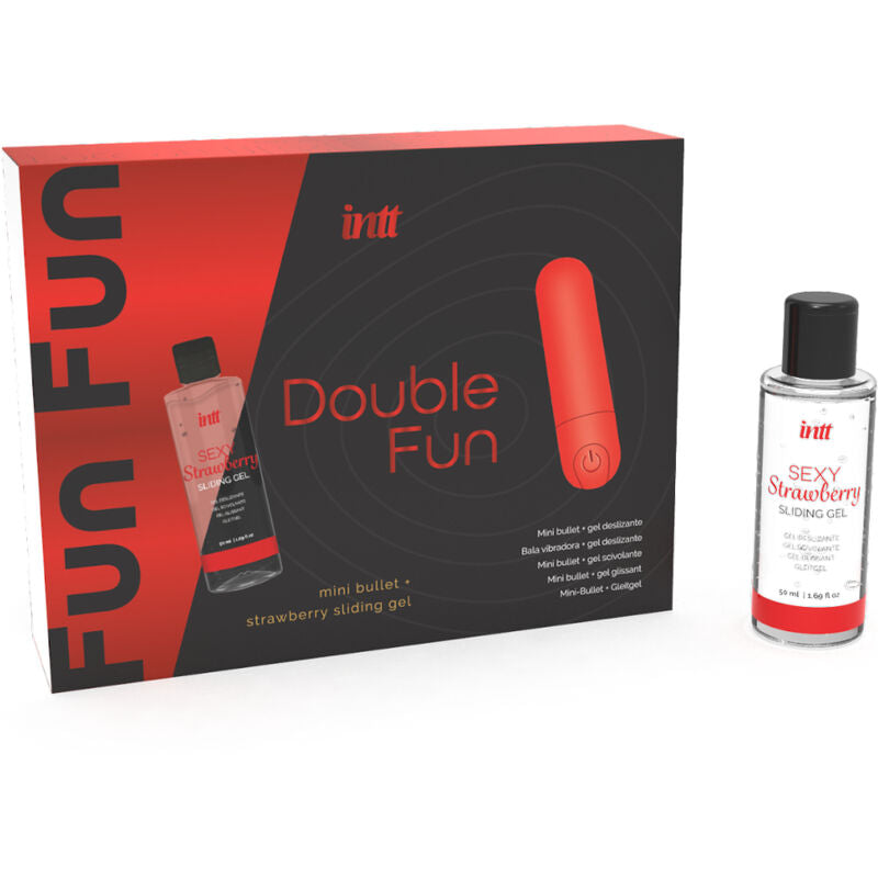 Intt Double Fun – Vibrationskugel-Set mit Erdbeer-Gleitgel