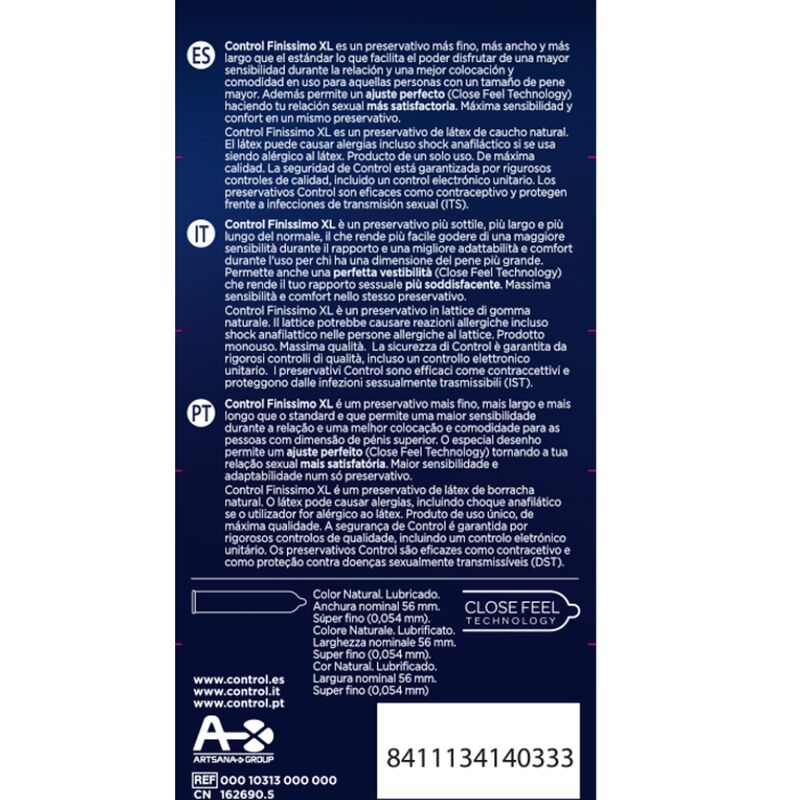 CONTROL Finissimo XL – Kondome, 12 Stück