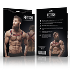 FETISH SUBMISSIVE ATTITUDE – Brust-Bulldog-Geschirr aus Ökoleder, Schwarz/Rot