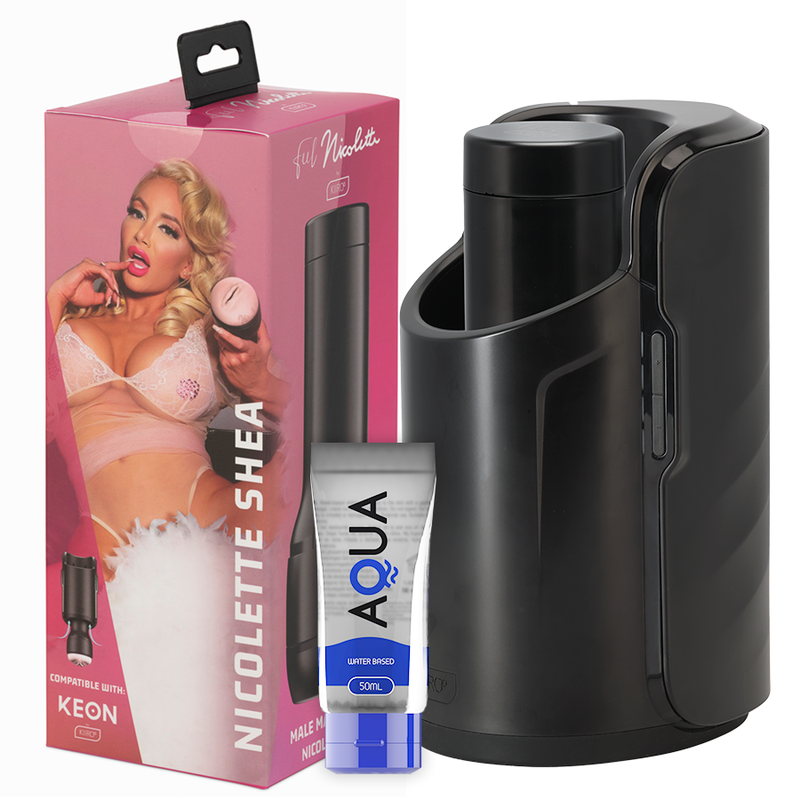 KIIROO Keon & Feel Nicolette Shea – Stroker-Set mit Aqua-Gleitgel, 50 ml