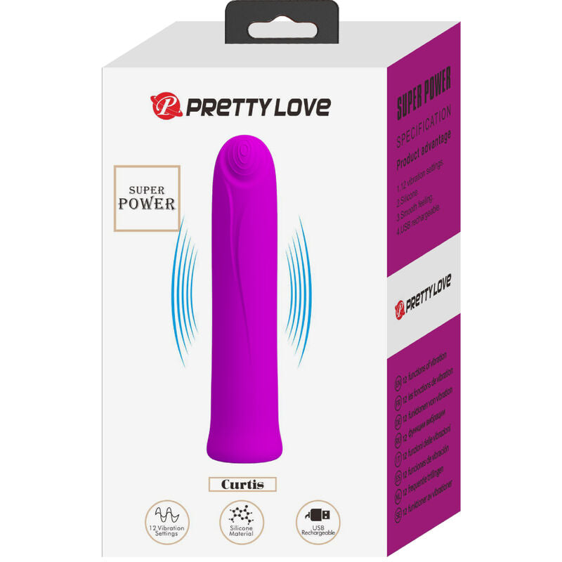 PRETTY LOVE – VIBRATEUR CURTIS MINI SUPER POWER 12 VIBRATIONS EN SILICONE VIOLETTE