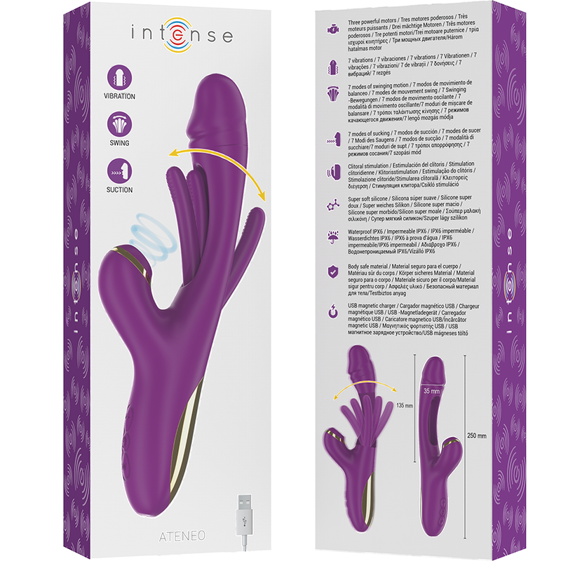 INTENSE Ateneo – Multifunktionsvibrator mit Zunge und Saugfunktion, lila