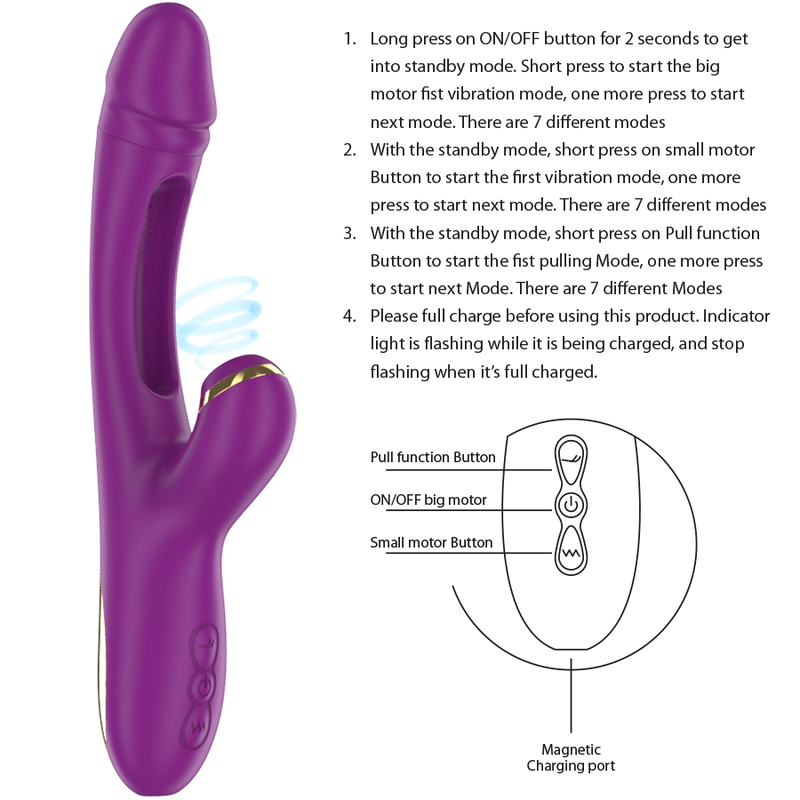 INTENSE – ATENEO VIBRATEUR MULTIFONCTION RECHARGEABLE 7 VIBRATIONS AVEC LANGUE OSCILLANTE ET ASPIRATION VIOLETTE