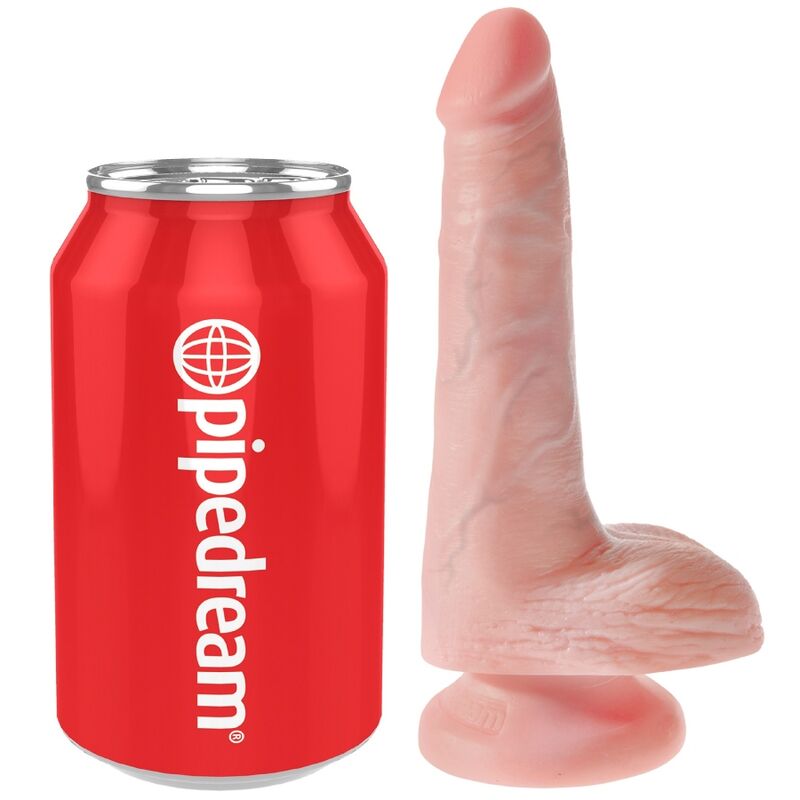 KING COCK Realistischer Dildo mit Hoden – 13,5 cm, hell