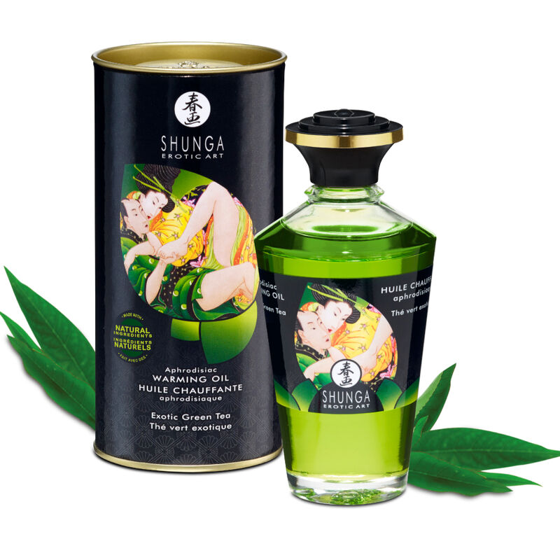 SHUNGA – Bio-Massageöl mit Wärmeeffekt, Grüner Tee, 100 ml