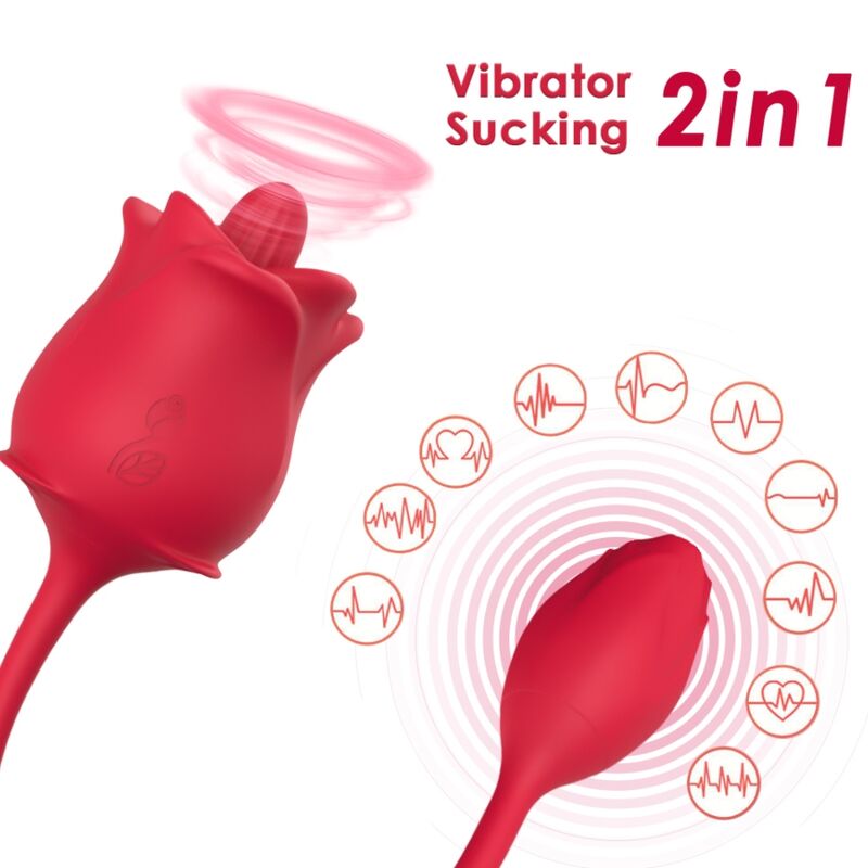 ARMONY – 2-in-1 Rosen-Saugstimulator und Vibrator mit rotem Schwanz, 10 Modi