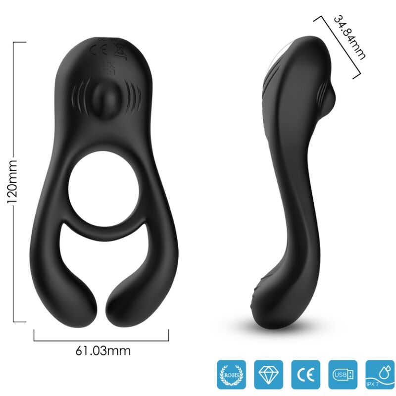 ARMONY Veyron – Doppelvibrator-Penisring für Paare, schwarz