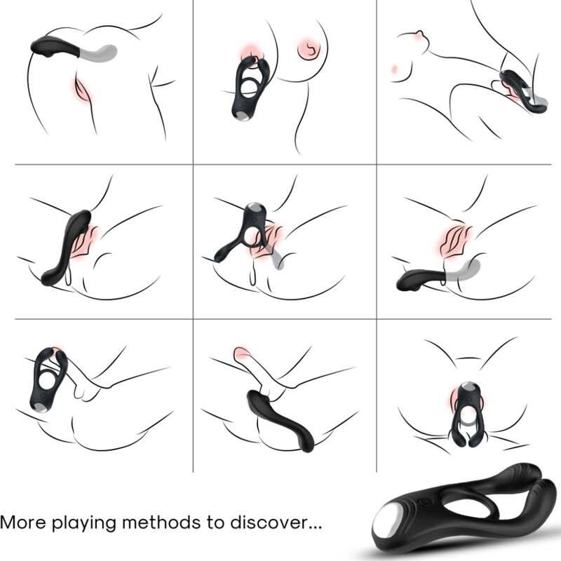 ARMONY Veyron – Doppelvibrator-Penisring für Paare, schwarz