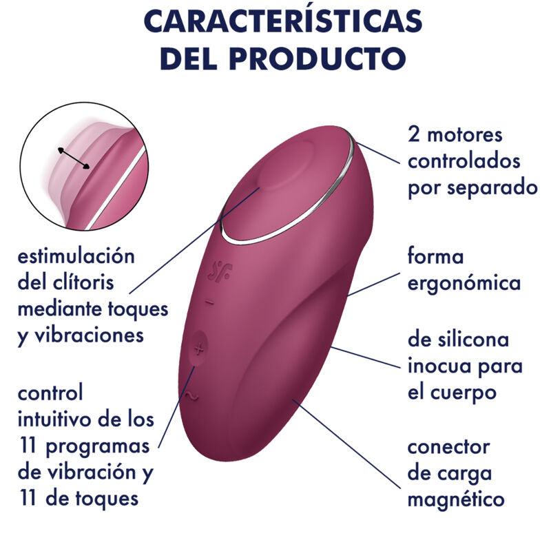SATISFYER Tap & Climax 1 – Auflegevibrator mit Klopffunktion, rot