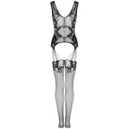 LIVCO CORSETTI Julove – Combinaison résille à motif floral, noire