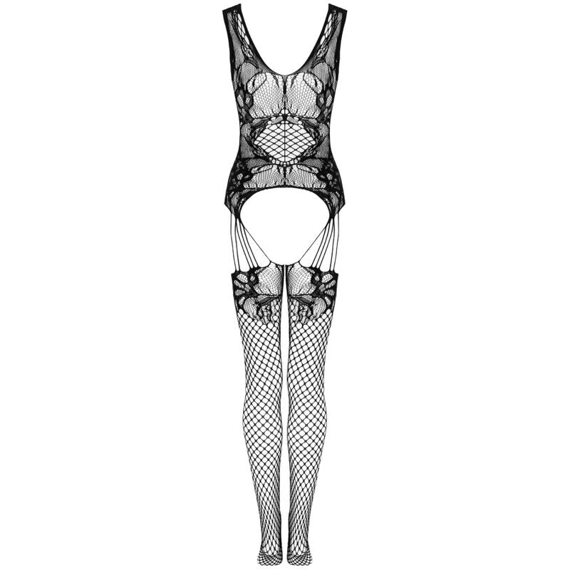 LIVCO CORSETTI Julove – Combinaison résille à motif floral, noire