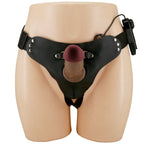 PRETTY LOVE Marion – Universal-Harness-Slip mit Vibrationsdildo, 19 cm, braun