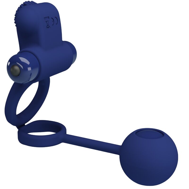 PRETTY LOVE – Remington Doppelvibrationsring mit Klitoris-Kugel, Blau