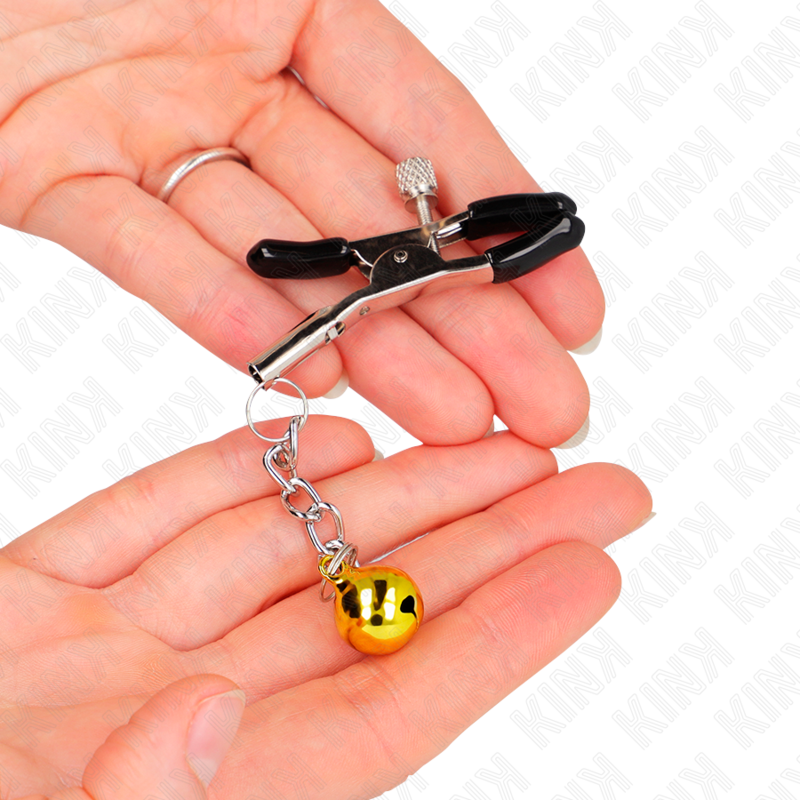 KINK – MORSETTI PER CAPEZZOLI CON PENDENTE JINGLE BELL ORO 6 CM