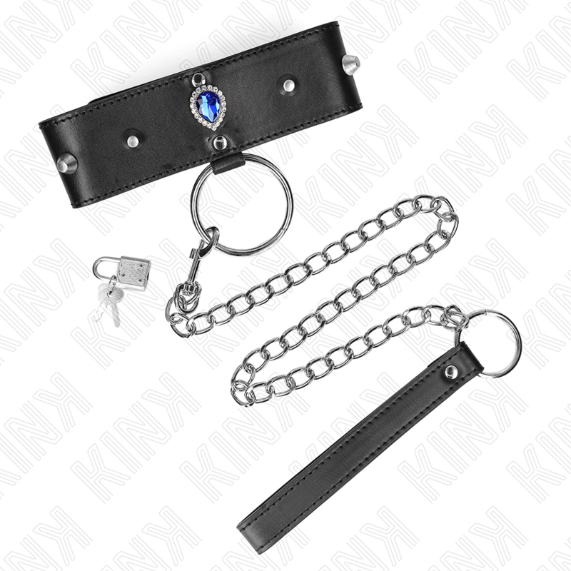 KINK – COLLANA 65 CM CON CINTURINO CON DIAMANTI BLU REGOLABILE 36-43 CM X 5 CM